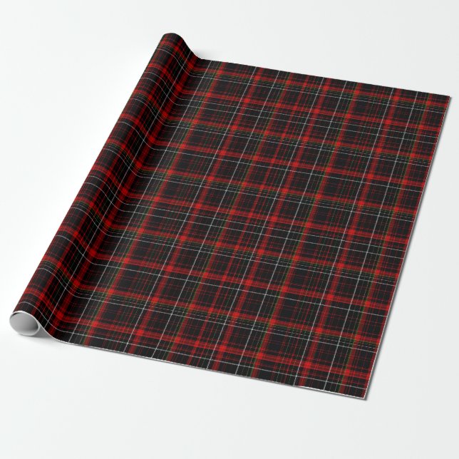 Papier Cadeau Tartan classique rouge et noir de Noël (Déroulé)