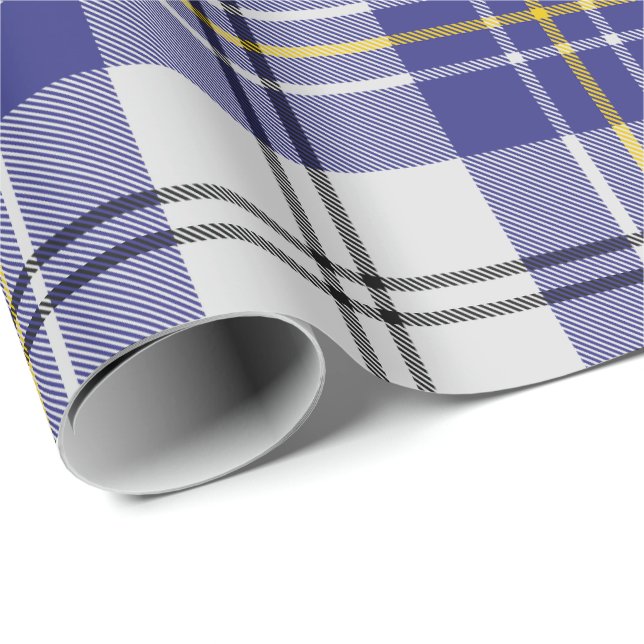 Papier cadeau tartan de la robe bleue du clan MacP (Coin rond)