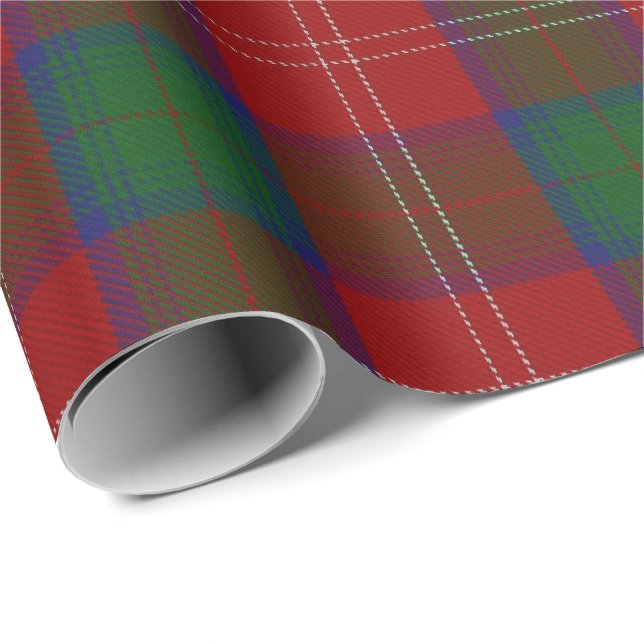 Papier Cadeau Tartan d'écossais de Chisholm de clan (Coin rond)