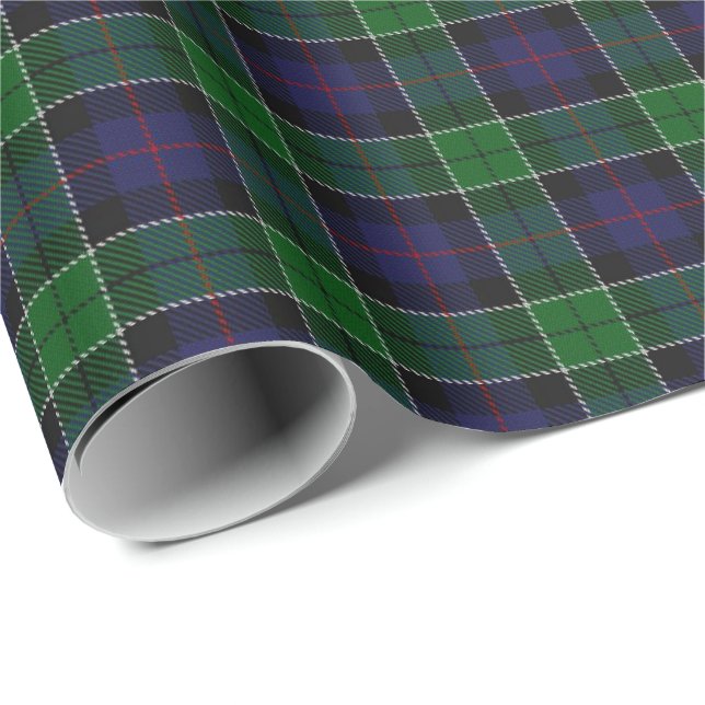 Papier Cadeau Tartan écossais de chasse de Leslie de clan (Coin rond)