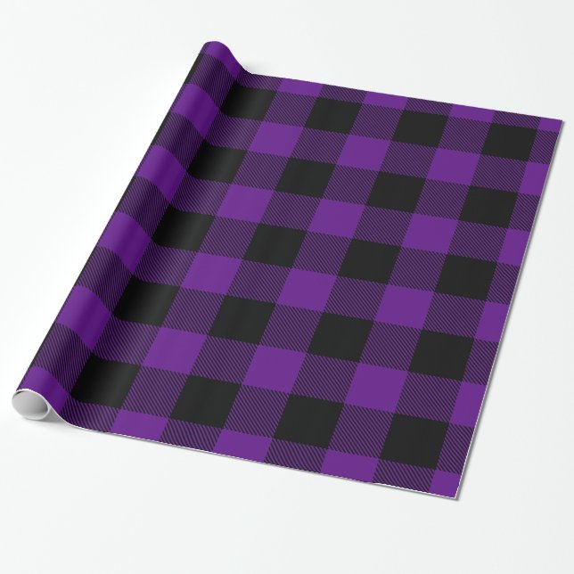 Papier Cadeau Tartan Écossais Noir Géant de Buffalo pour Bûchero (Déroulé)