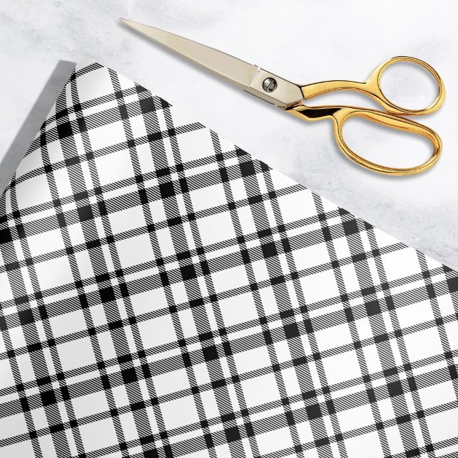 Papier Cadeau Tartan Écossais Noir Plaid Vacances (Créateur téléchargé)