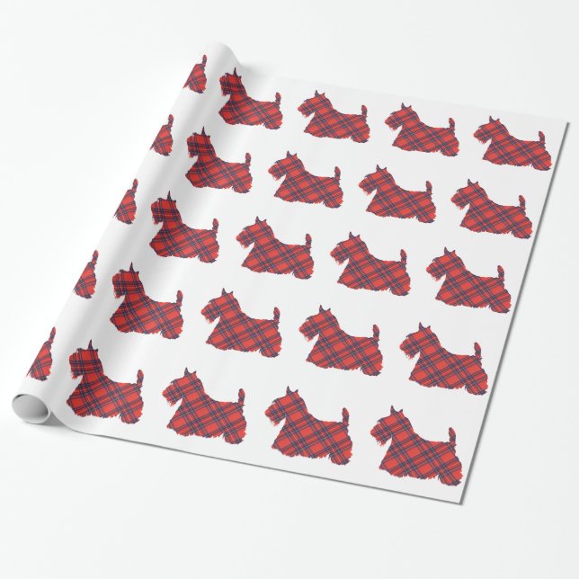 Papier Cadeau Tartan Écossais Terrier (Déroulé)