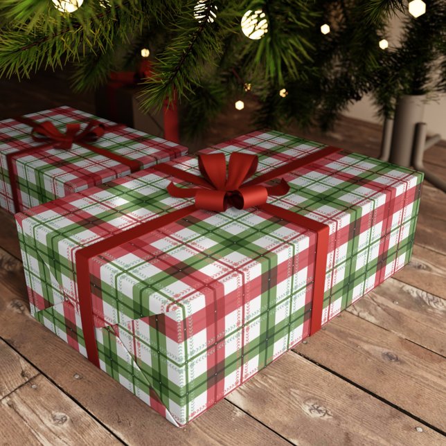 Papier Cadeau Tartan Festif Plaid À damiers Noël (Créateur téléchargé)