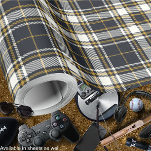 Papier Cadeau Tartan - Ivoire de graphite et or de moutarde