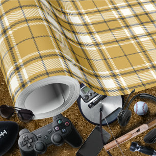 Papier Cadeau Tartan - Ivoire d'or de moutarde et graphite