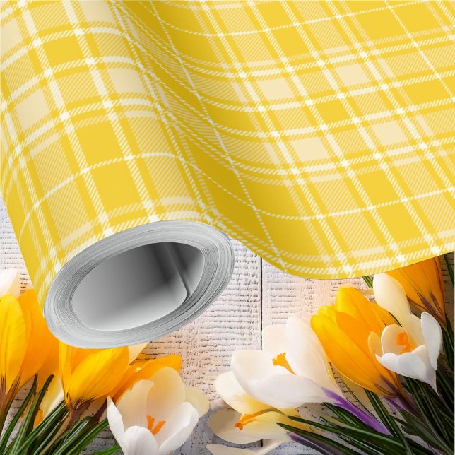 Papier Cadeau Tartan - Jaune foncé à Jaune pastel (Tartan - Dark Yellow to Pastel Yellow Wrapping Paper by Leapfroglisics Shop)
