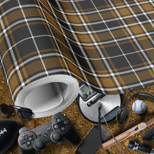 Papier Cadeau Tartan - Miel Noir-Profond Brown blanc