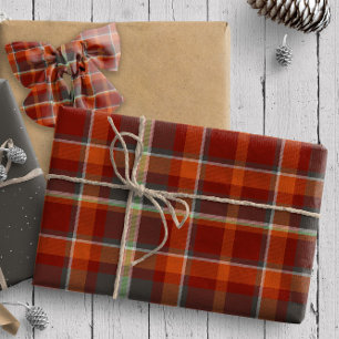 Papier Cadeau Tartan Motif11 Paprika et Stone Grey ID210