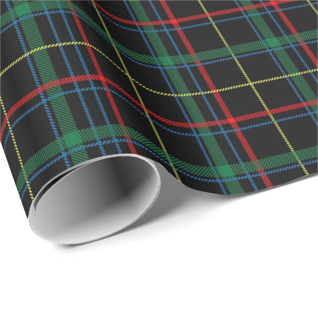 Papier Cadeau Tartan (noir/vert/rouge) (Coin rond)
