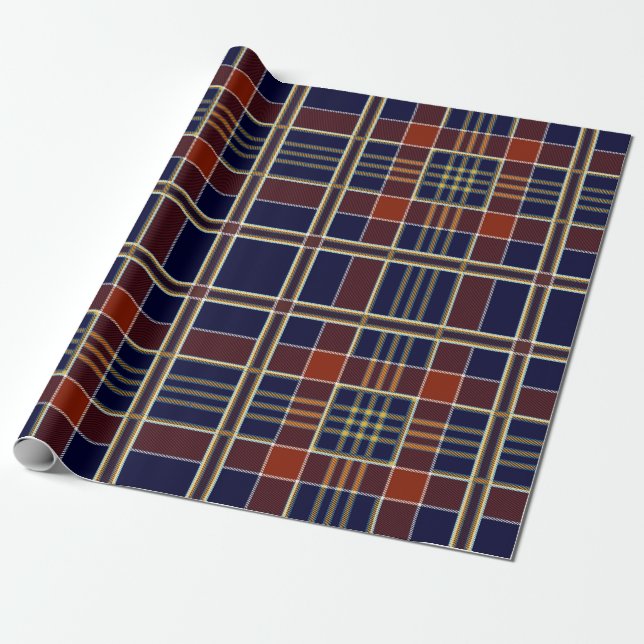 Papier Cadeau Tartan plaid bleu et rouge (Déroulé)