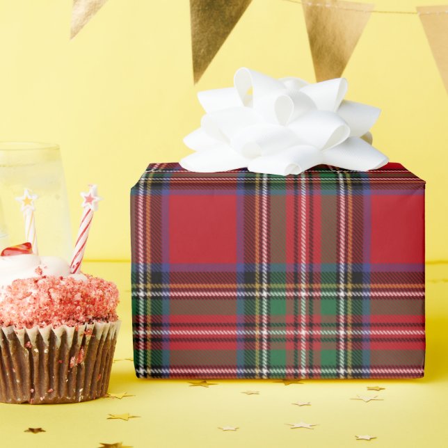 Papier Cadeau Tartan Plaid Clan Stewart Red Green Rustic (Fête d'anniversaire)