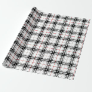 Papier Cadeau Tartan Plaid Motif rouge noir blanc écossais