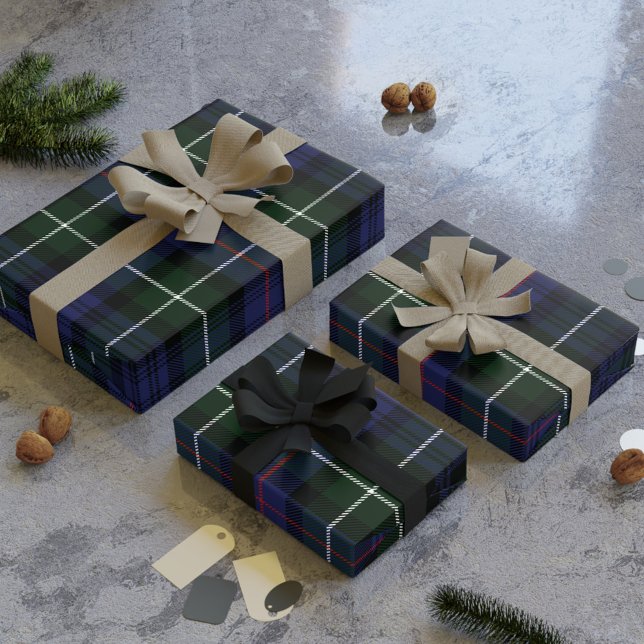 Papier Cadeau Tartan Plaid vert violet vacances rustique (Elegant Clan MacKenzie Tartan Plaid Wrapping Paper)
