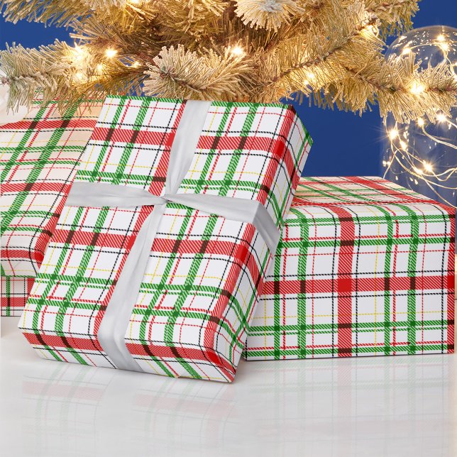 Papier Cadeau Tartan plat de Noël - Blanc (Créateur téléchargé)