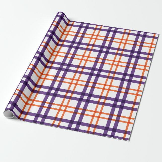 Papier Cadeau Tartan pourpre et orange (Déroulé)