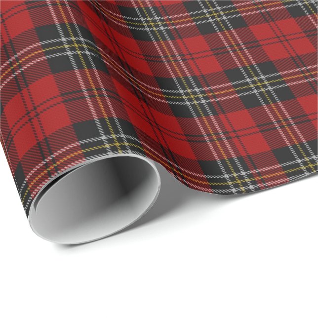 Papier Cadeau - Tartan Rouge Clan Macpherson (Coin rond)