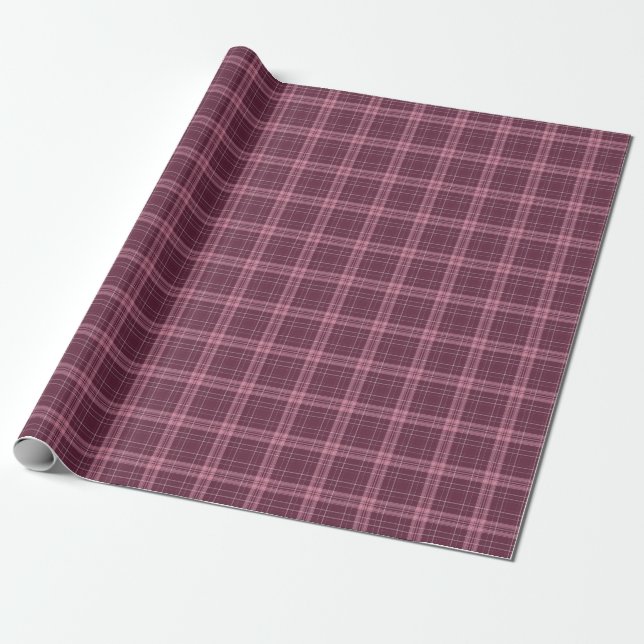 Papier Cadeau Tartan rouge de canneberge profonde (Déroulé)