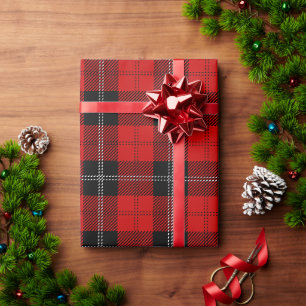 Papier Cadeau Tartan Rouge Et Noir Écossais