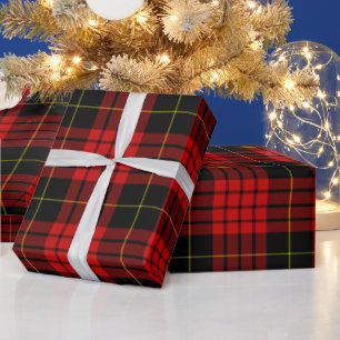 Papier Cadeau Tartan rouge et noir, Plaid de Noël