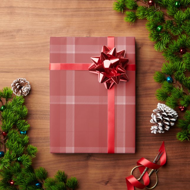 Papier Cadeau Tartan Rustique Rouge Bourgogne (Cadeau de vacances)