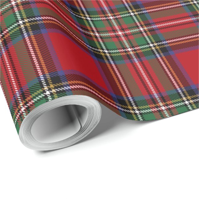 Papier Cadeau Tartan vert rouge (Coin rond)