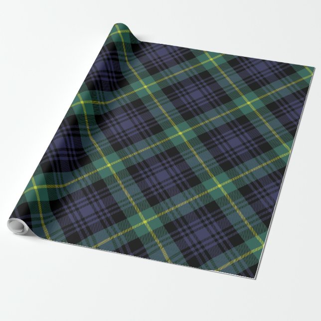 Papier Cadeau Tartan vert violet élégant (Déroulé)