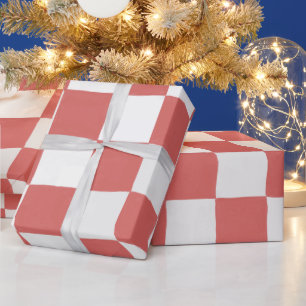 Papier Cadeau Tasse à motif à carreaux illustré rouge et blanc