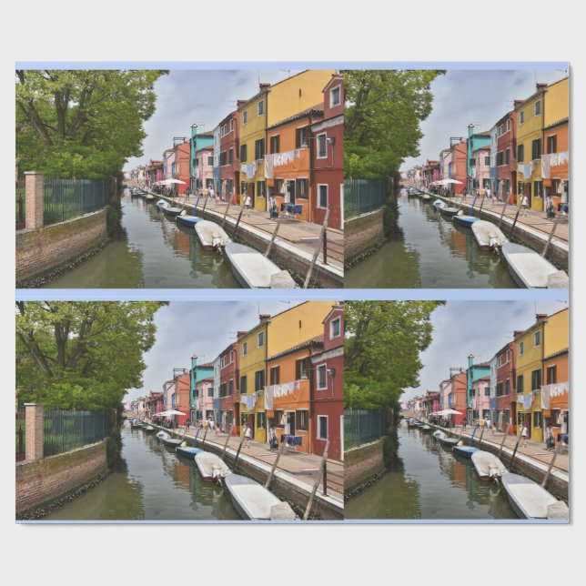 Papier Cadeau Tasse de café Venise Burano (Plat)