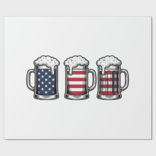 Papier Cadeau Tasses à bière patriotiques Vintage Vector Design