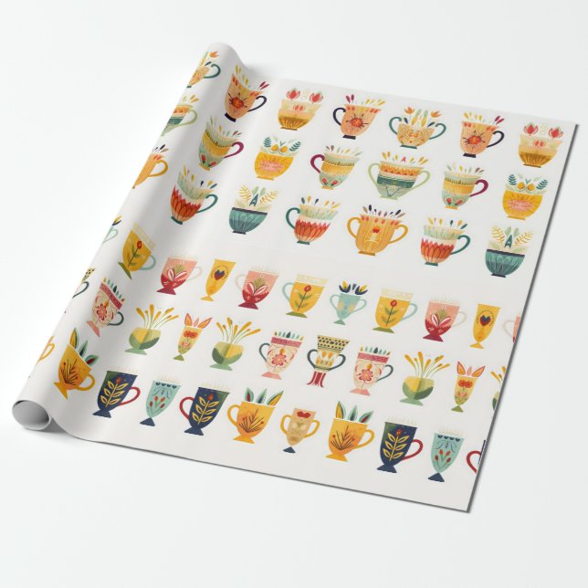 Papier Cadeau Tasses à café (Déroulé)