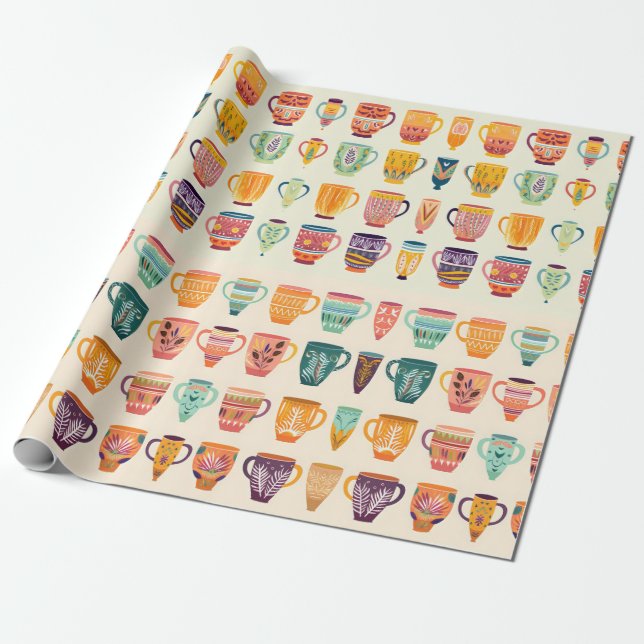 Papier Cadeau Tasses à café (Déroulé)