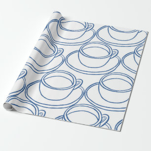 Papier Cadeau Tasses à thé d'art bleu et blanc