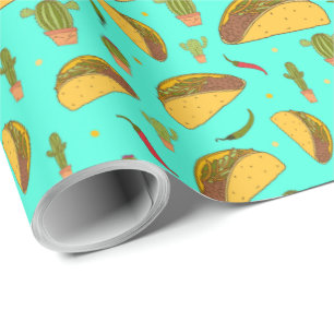 Papier Cadeau Tasty Tacos et Chilis Motif alimentaire mexicain