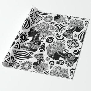 Papier Cadeau Tatouage Tribal Portrait de Fille Africaine
