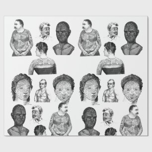 Papier Cadeau Tatouages tribaux, portrait de gens Illustrations