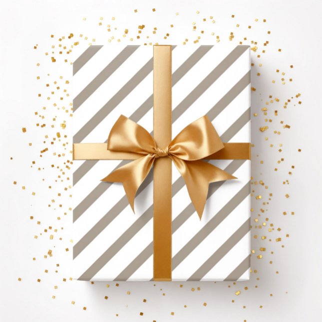 Papier Cadeau Taupe Brown blanc Taupe Motif (Brown beige Taupe White Stripes Pattern Wrapping Paper)