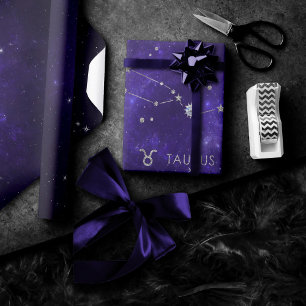 Papier Cadeau Taurus pourpre zodiaque   Horoscope d'astrologie c