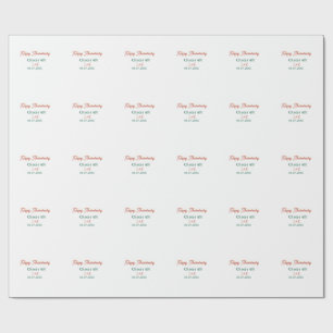 Papier Cadeau Tchin 40 joyeux anniversaire orange vert nom date