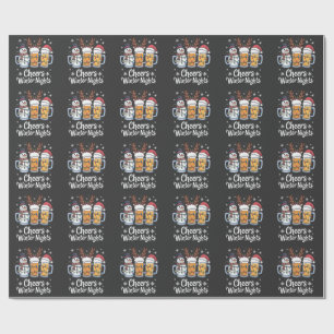 Papier Cadeau Tchin Nuits d'Hiver Bières Bonhomme de Neige Amate
