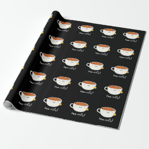 Papier Cadeau Tea-rrific Funny Cup Of Tea Pun Dark BG