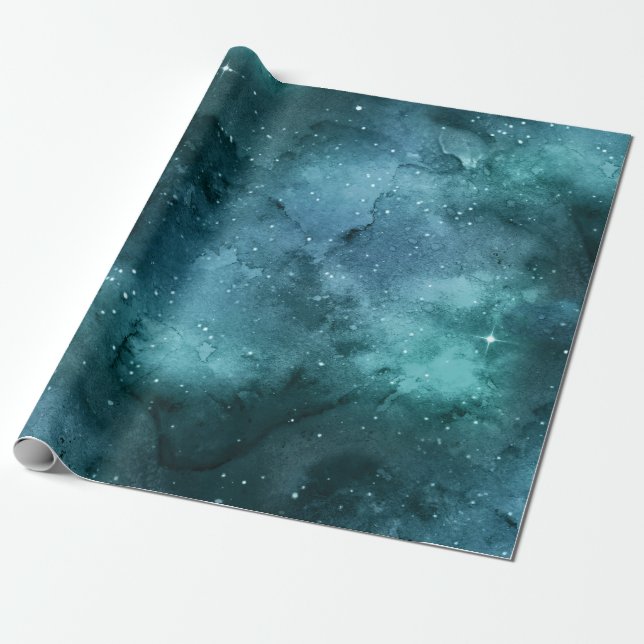 Papier Cadeau Teal Galaxy Series 7 (Déroulé)