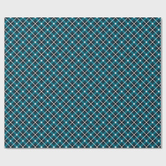 Papier Cadeau Teal & Navy Geometric Grid Pattern
