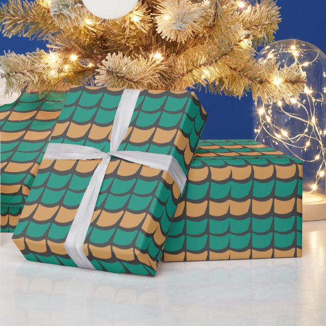 Papier Cadeau Teal Orange Abstrait  (Vacances)