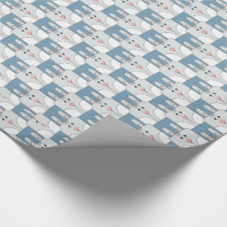 Papier Cadeau Team Bunny Face - gris et bleu v2