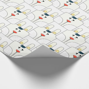Papier Cadeau Team le visage de lapin - jaune et blanc - v2