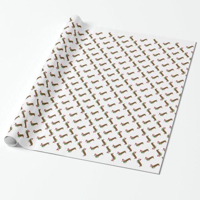 Papier Cadeau Teckel de Noël (Déroulé)