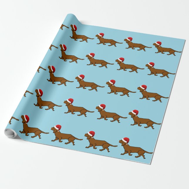 Papier Cadeau Teckel Père Noël (Déroulé)