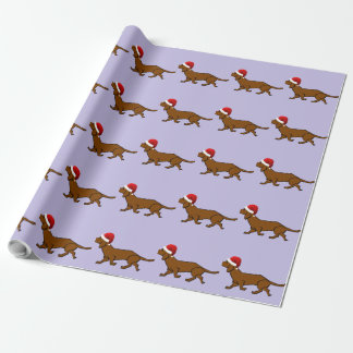 Papier Cadeau Teckel Père Noël