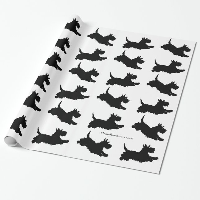 Papier Cadeau Teckels Écossais en course (Déroulé)